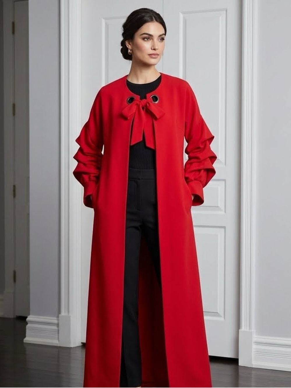 Dramatic Red Statement Piece Long Coat